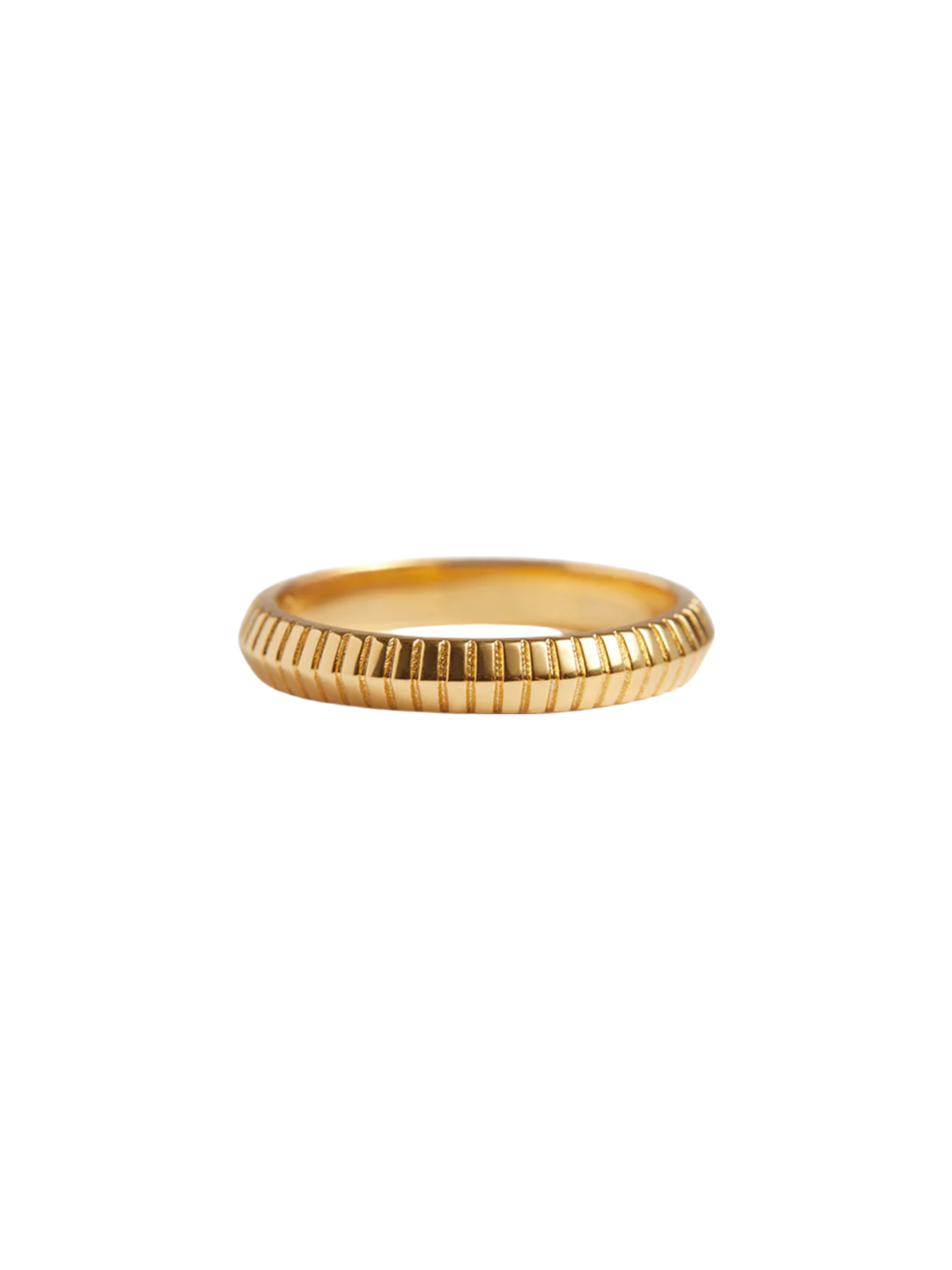 Knife edged double engraved ring solid gold